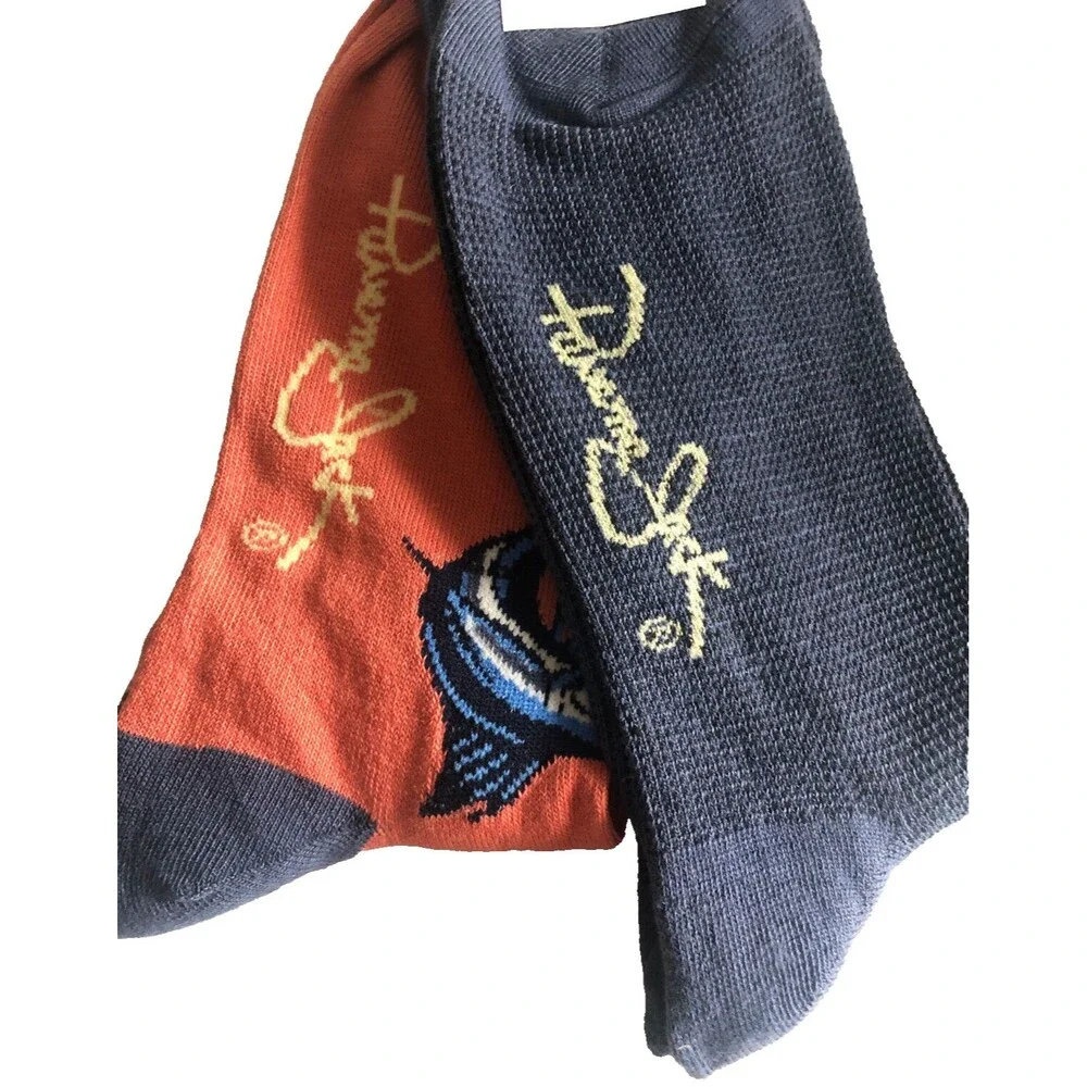 Panama Jack Blue Marlin Mens Socks Hibiscus Nautical Summer 2pk Shoe Size 8 -12
